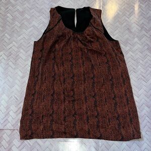 Hugo Boss Sleeveless Blouse, size 4 black and red, swoop neck line